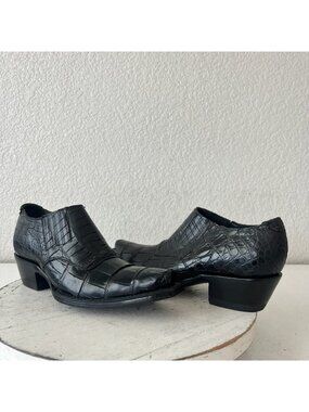 Rod Patrick Boots Womens Mules Size 5 Black Caiman Leather Western Slip On Shoes